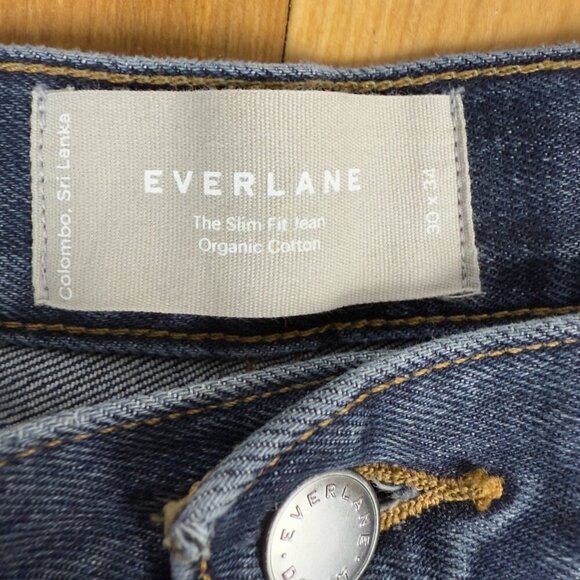 EVERLANE The Slim Fit Jean Organic Cotton Medium Dark Blue‎ Wash Size 30 - Picture 4 of 6